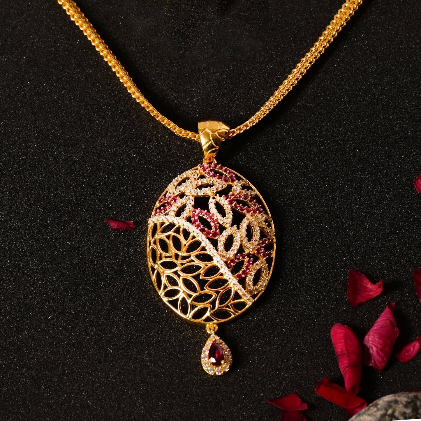 The Blush Bouquet Zirconia Necklace Set - Vinayak - House of Silver