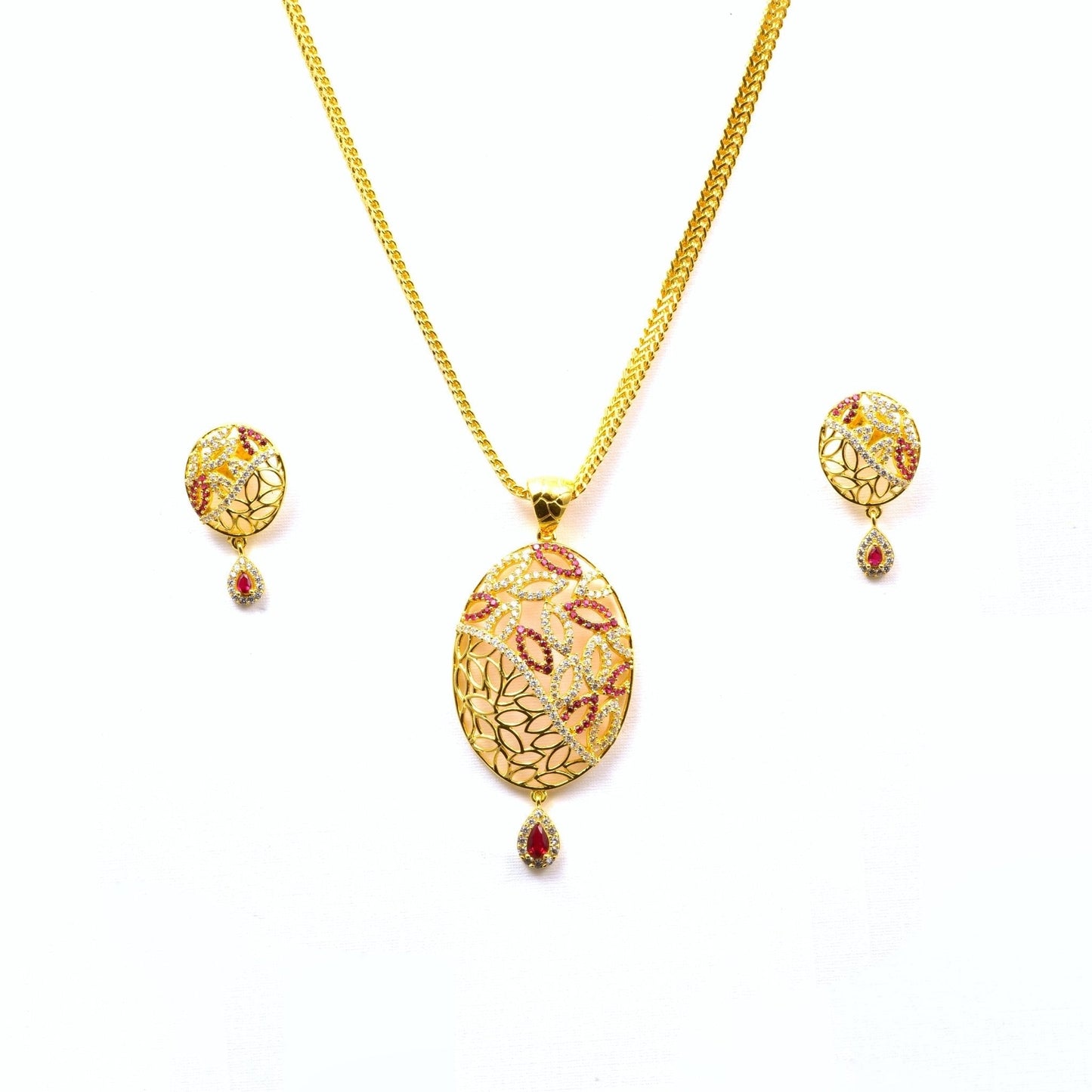 The Blush Bouquet Zirconia Necklace Set - Vinayak - House of Silver