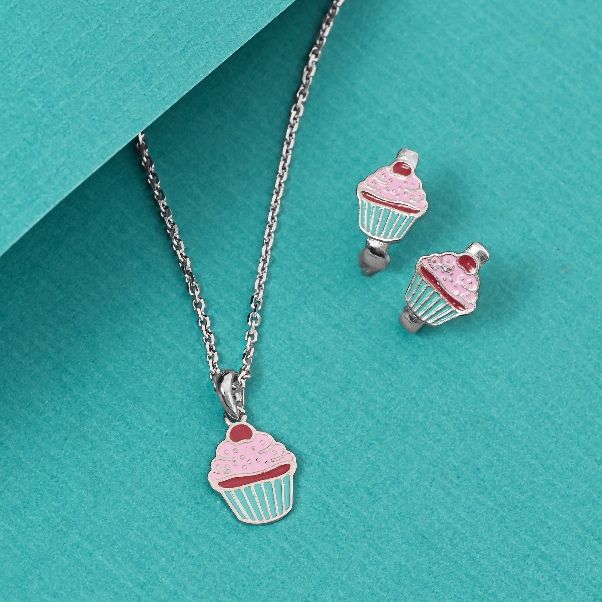 The Colourful Cupcake Charm Necklace Set - Vinayak - House of Silver