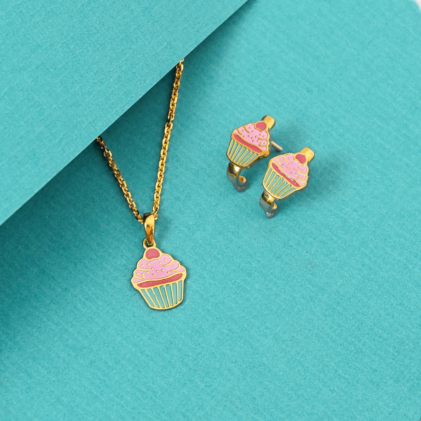 The Colourful Cupcake Charm Necklace Set - Vinayak - House of Silver