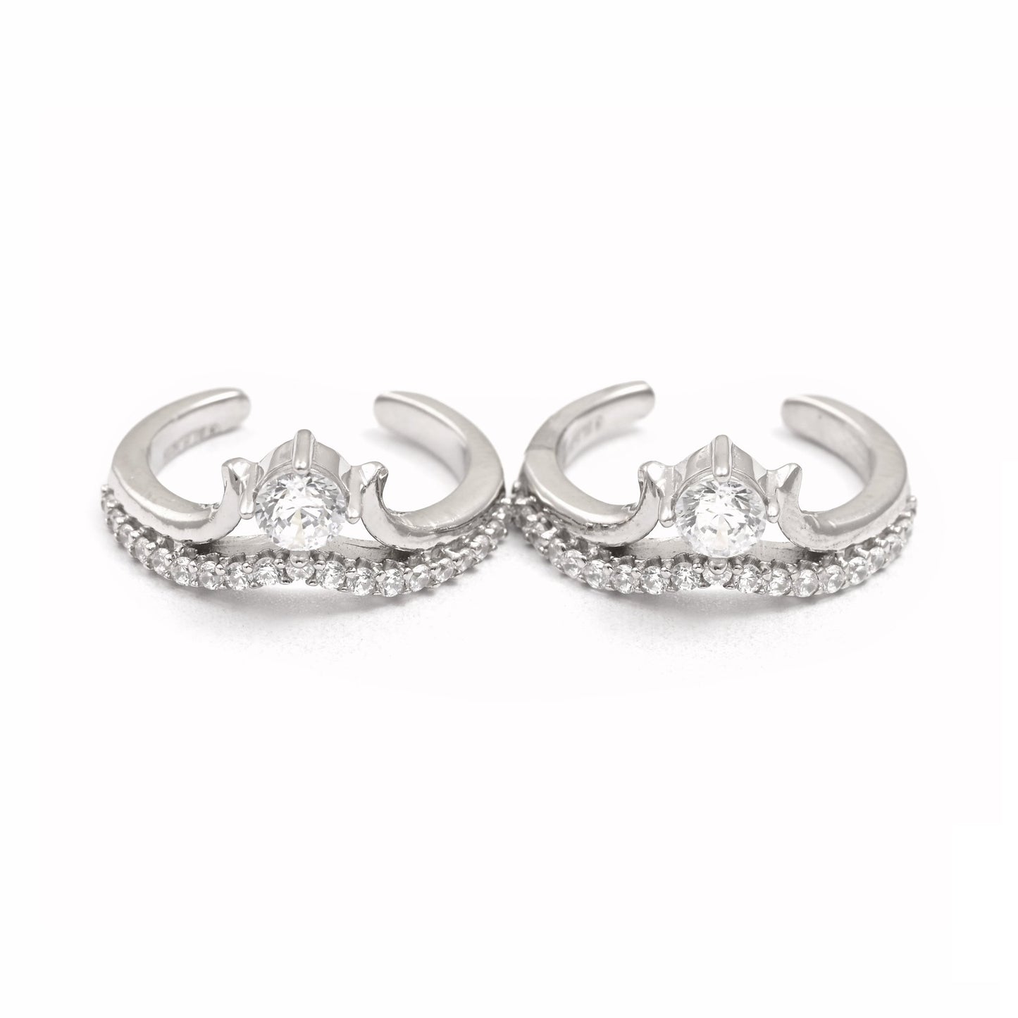 The Crystal Glow Silver Toe Ring - Vinayak - House of Silver