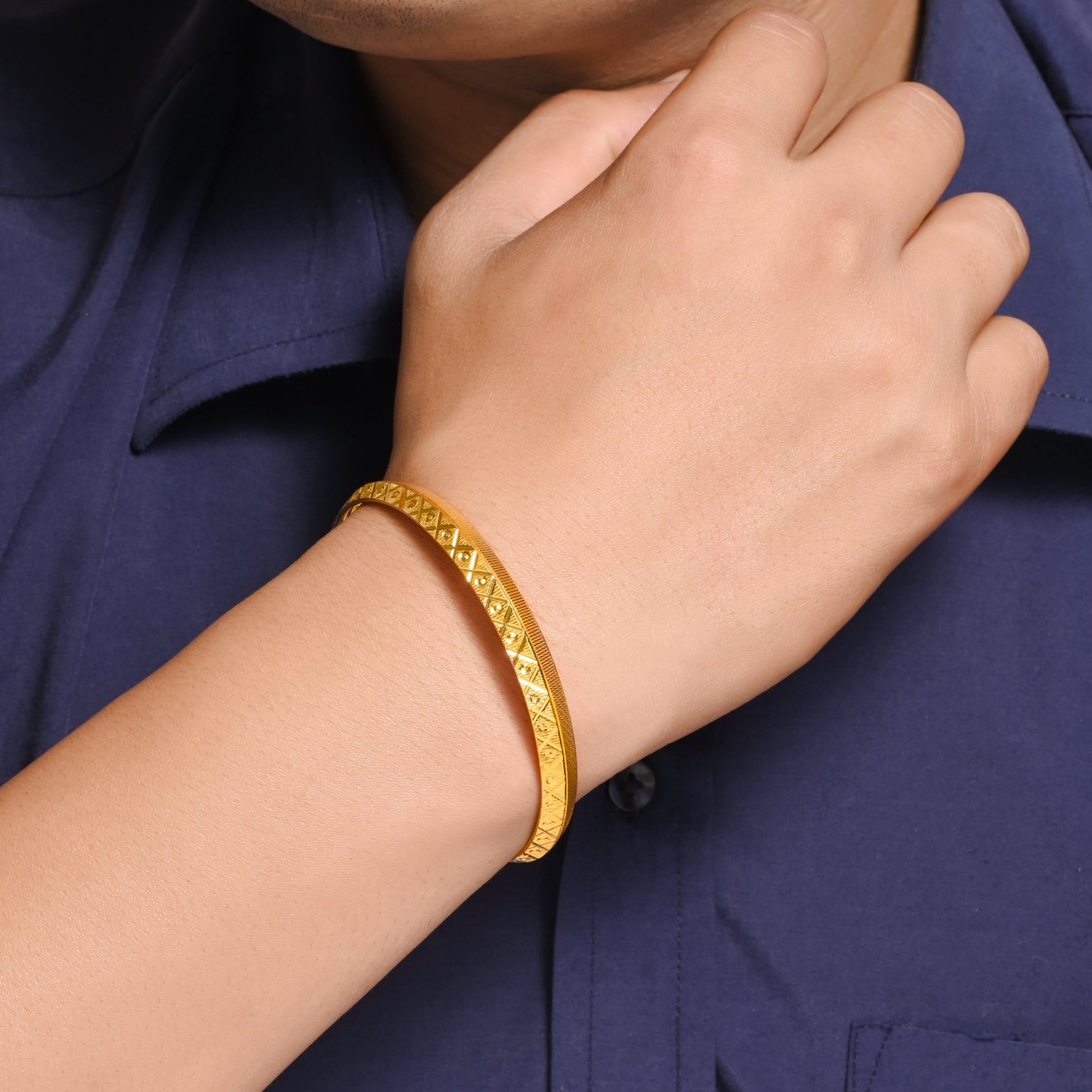 The Elegant Trace Silver Kada - Vinayak - House of Silver