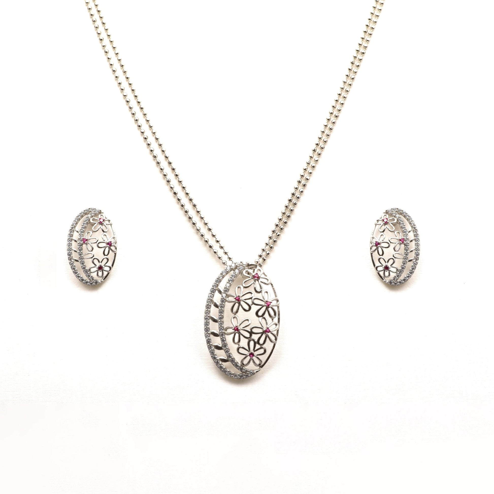 The Floral Radiance Necklace Set - Vinayak - House of Silver