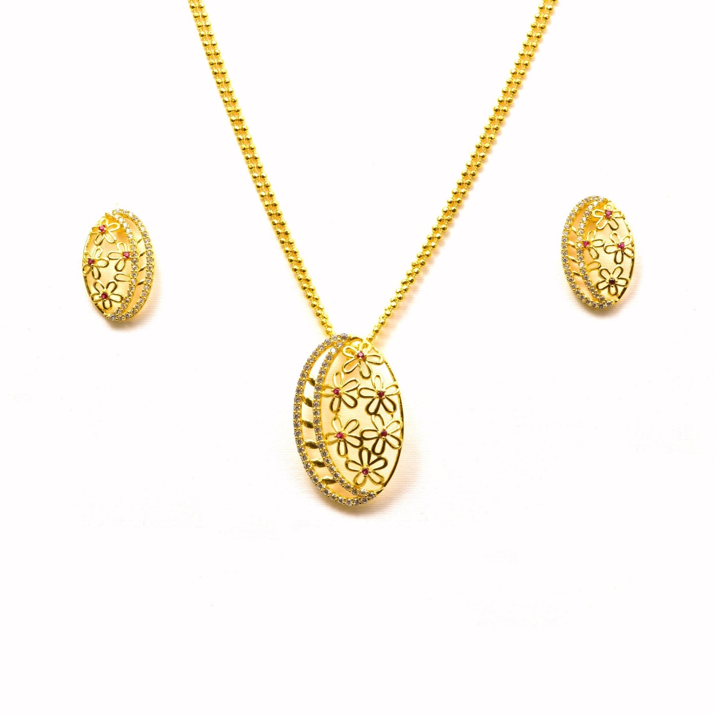 The Floral Radiance Necklace Set - Vinayak - House of Silver