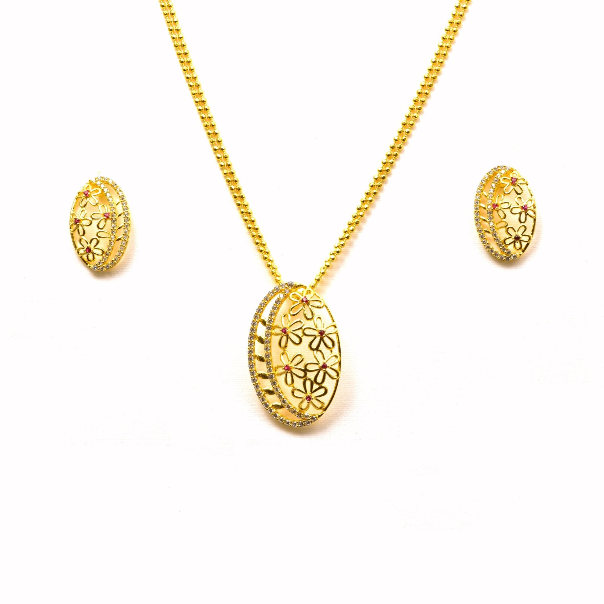 The Floral Radiance Necklace Set - Vinayak - House of Silver
