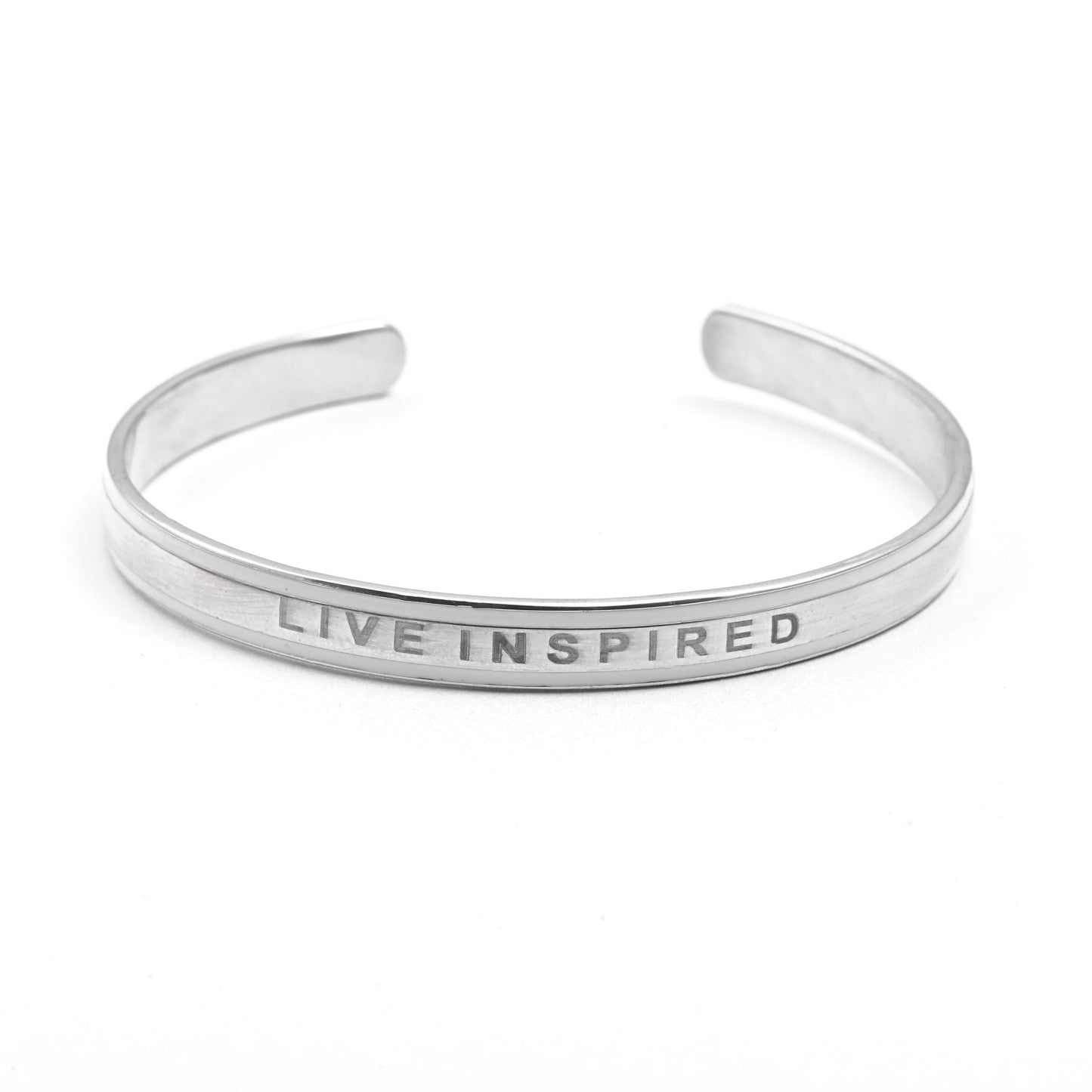 The ‘Live Inspired’ Engraved Silver Cuff - Vinayak - House of Silver