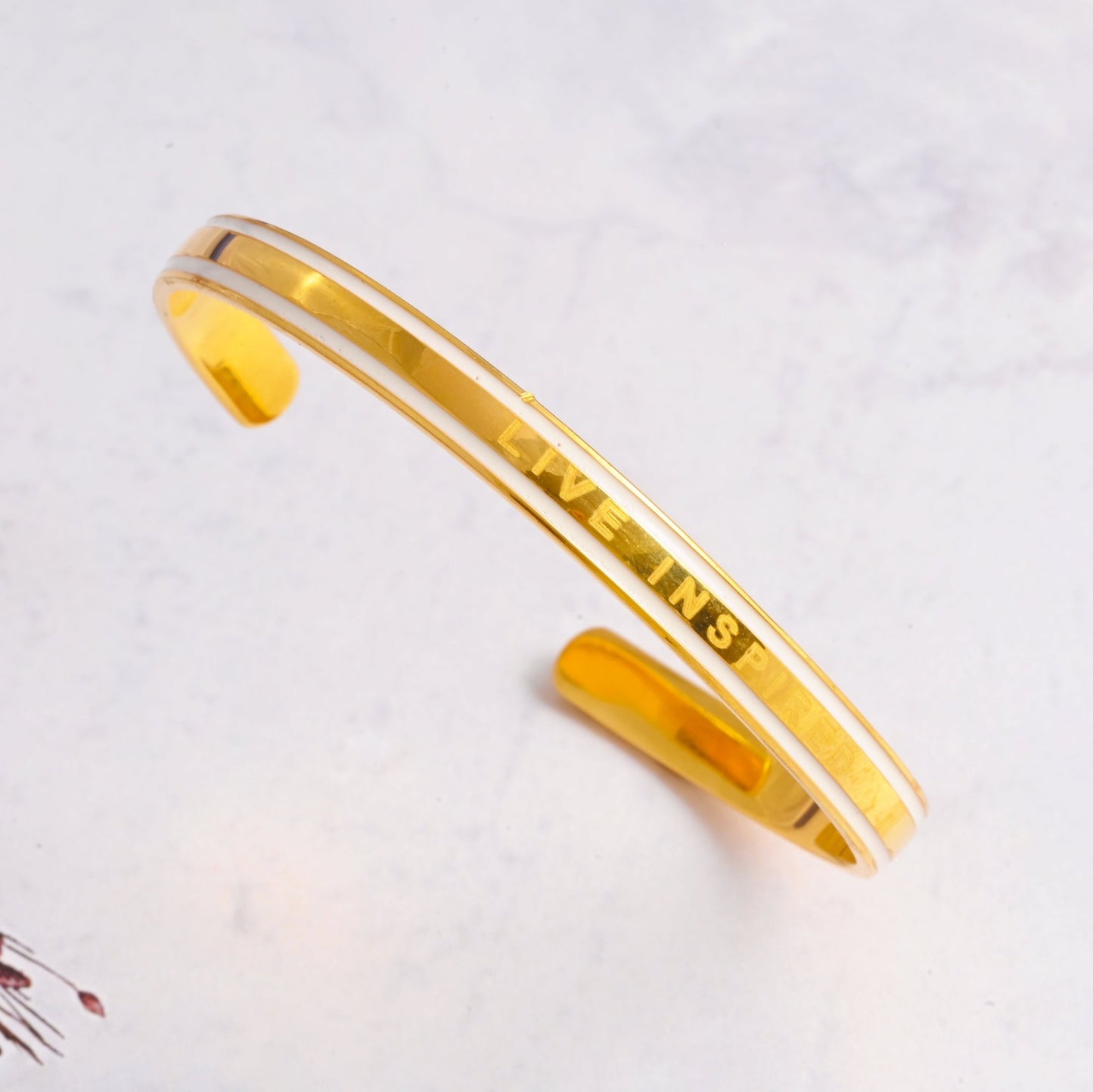 The ‘Live Inspired’ Engraved Silver Cuff - Vinayak - House of Silver