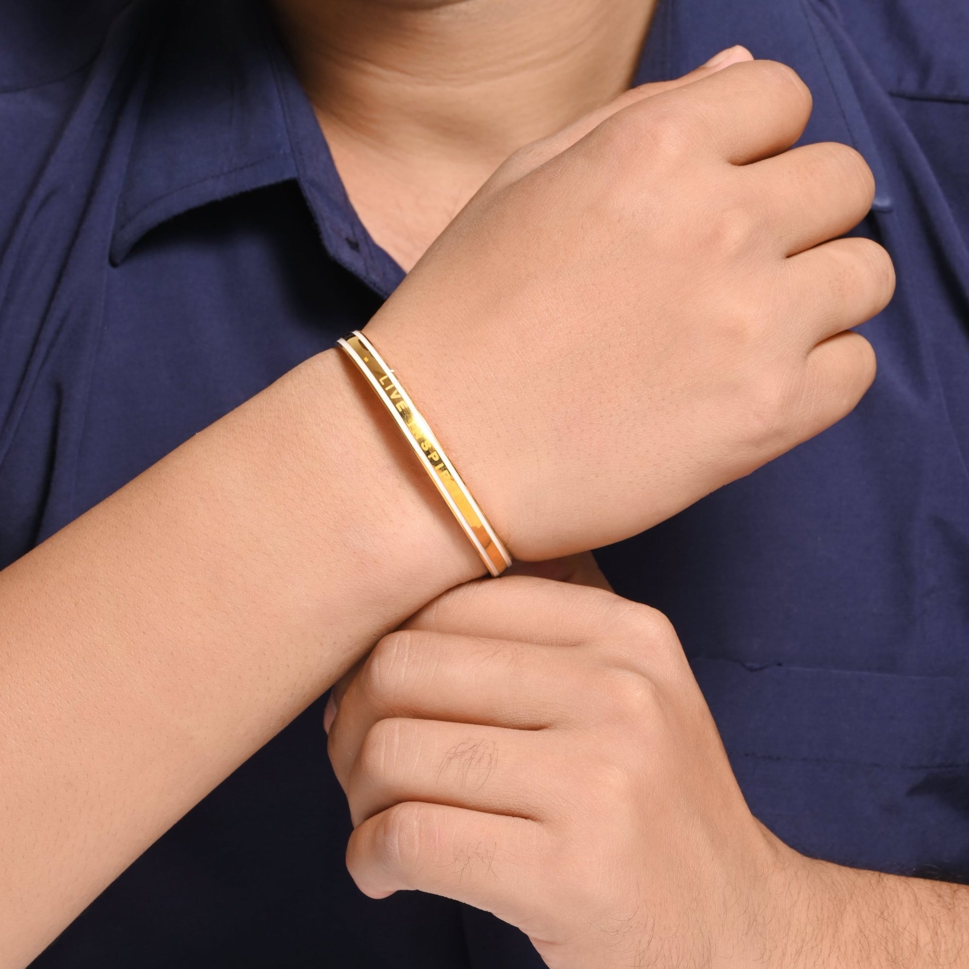 The ‘Live Inspired’ Engraved Silver Cuff - Vinayak - House of Silver
