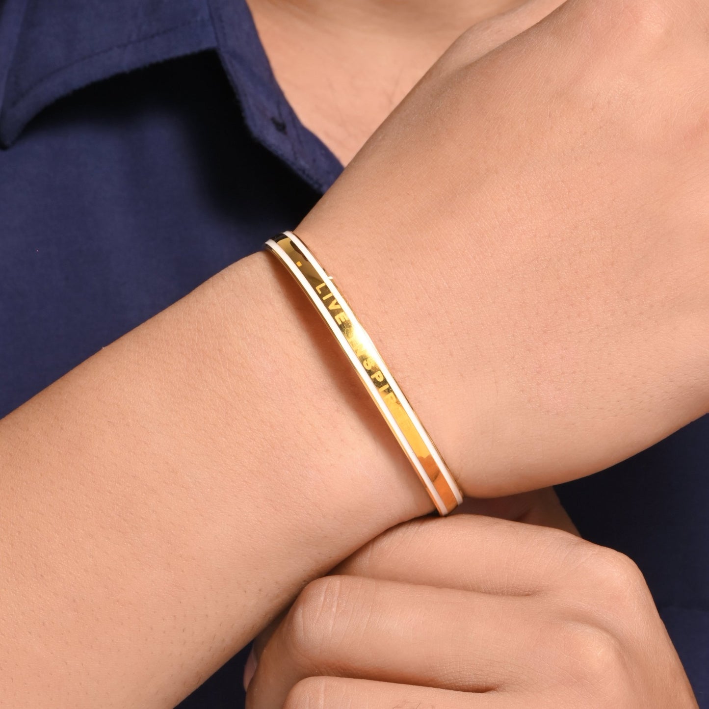 The ‘Live Inspired’ Engraved Silver Cuff - Vinayak - House of Silver