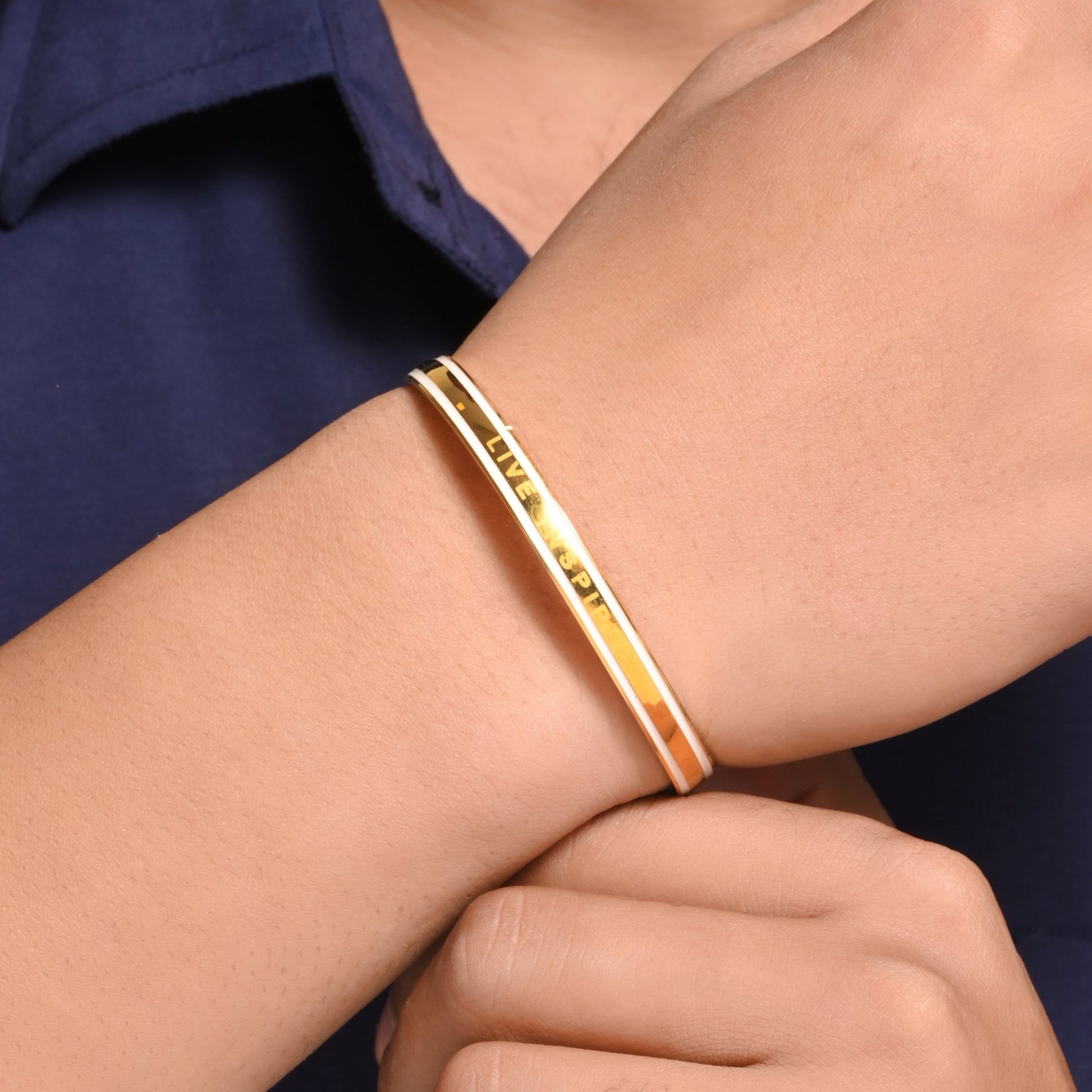 The ‘Live Inspired’ Engraved Silver Cuff - Vinayak - House of Silver