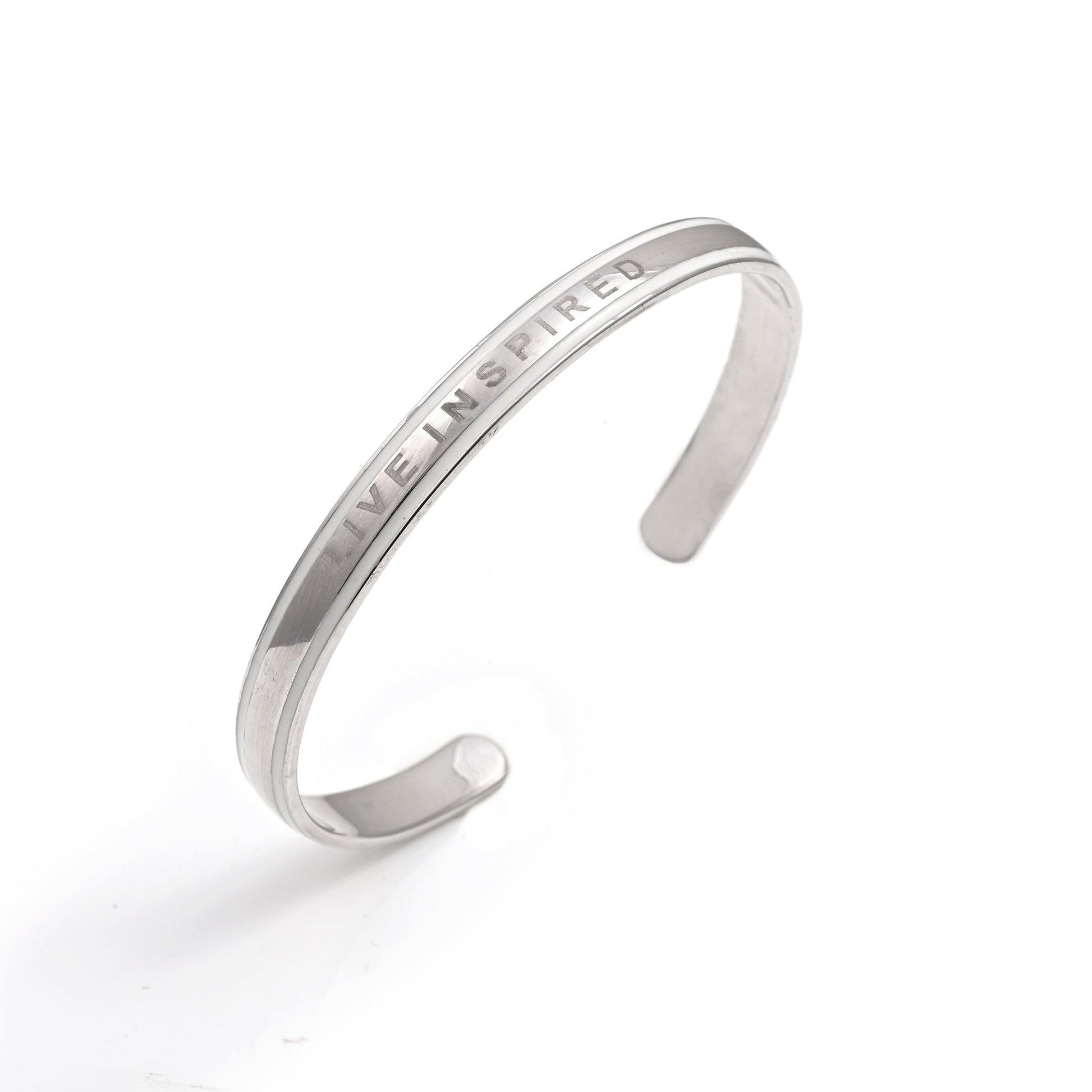 The ‘Live Inspired’ Engraved Silver Cuff - Vinayak - House of Silver