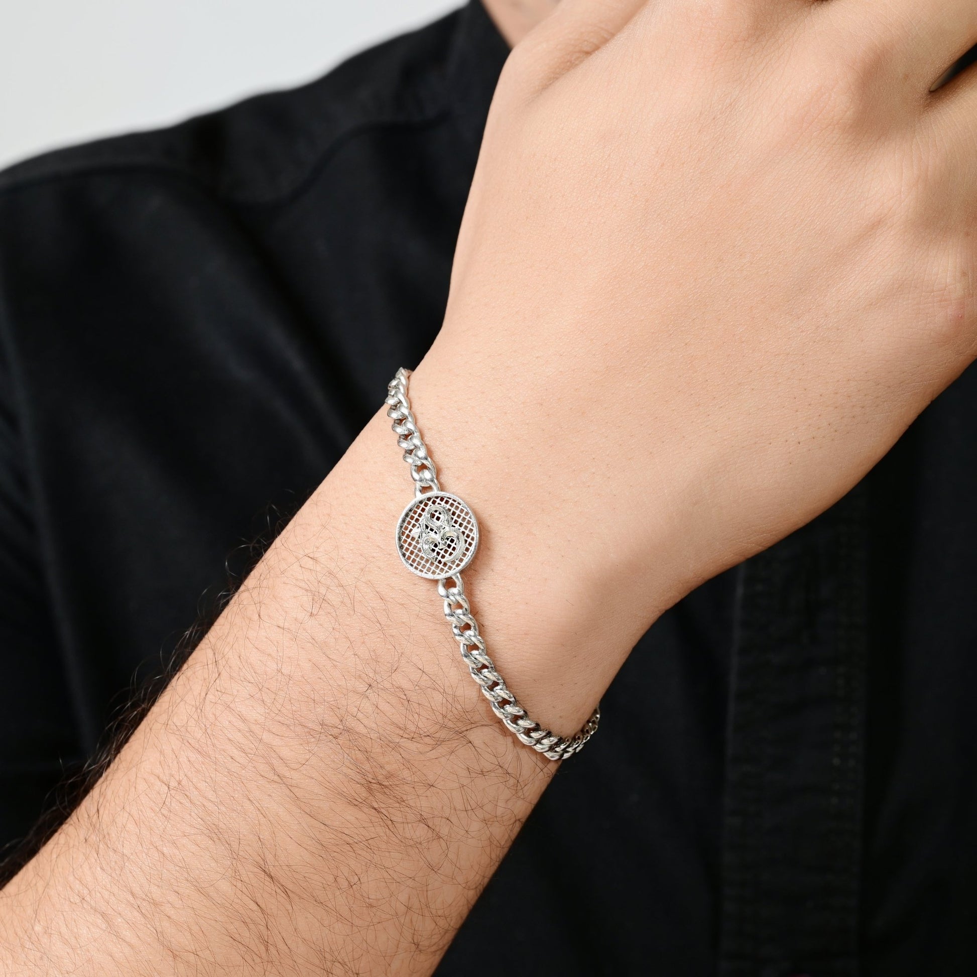 The Om Chained Bracelet - Vinayak - House of Silver