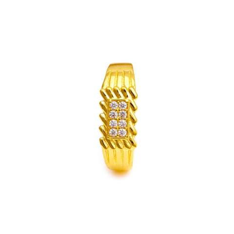 The Patterned Zirconia Accent Silver Ring