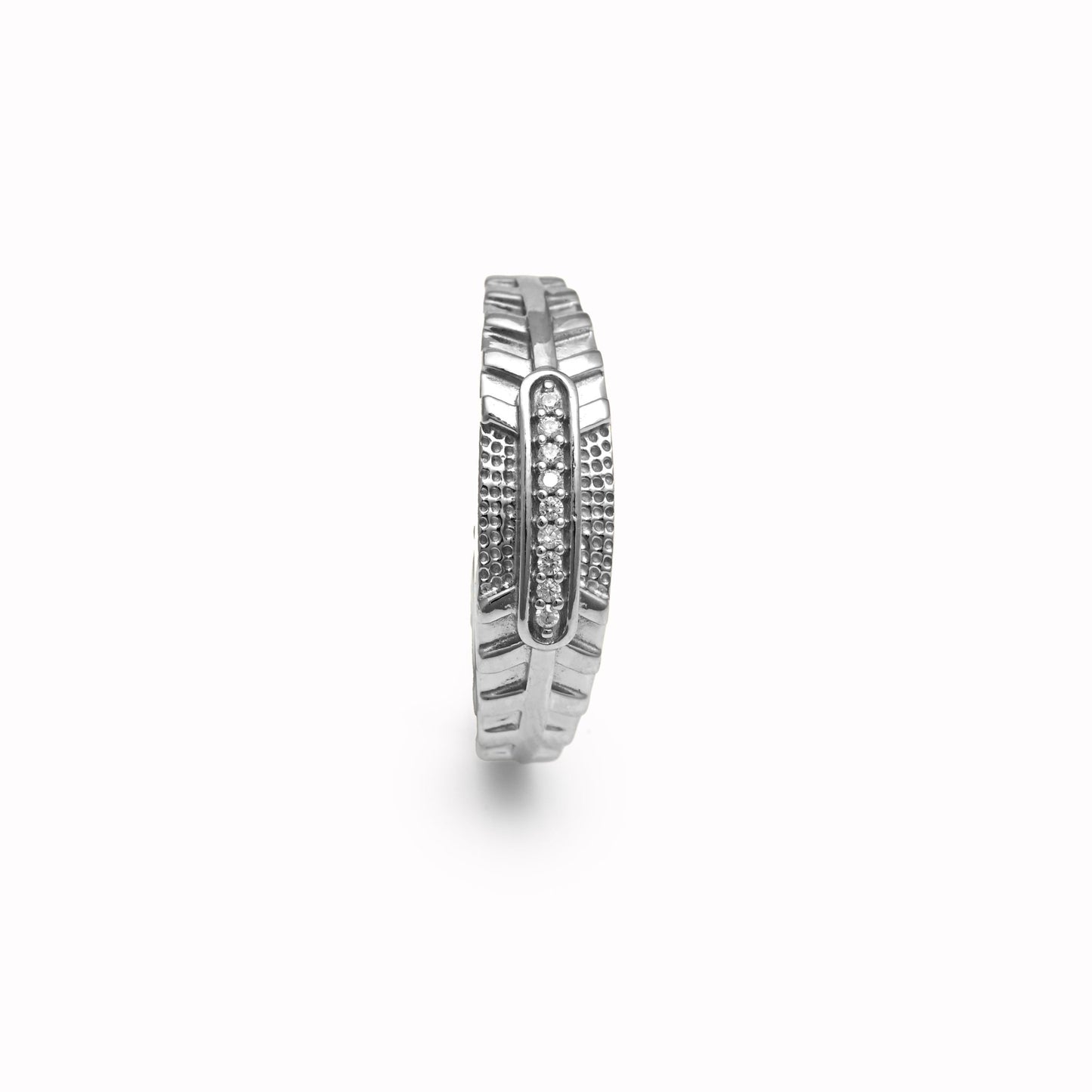 The Patterned Zirconia Band Ring - Vinayak - House of Silver