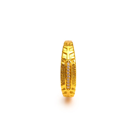The Patterned Zirconia Silver Band Ring
