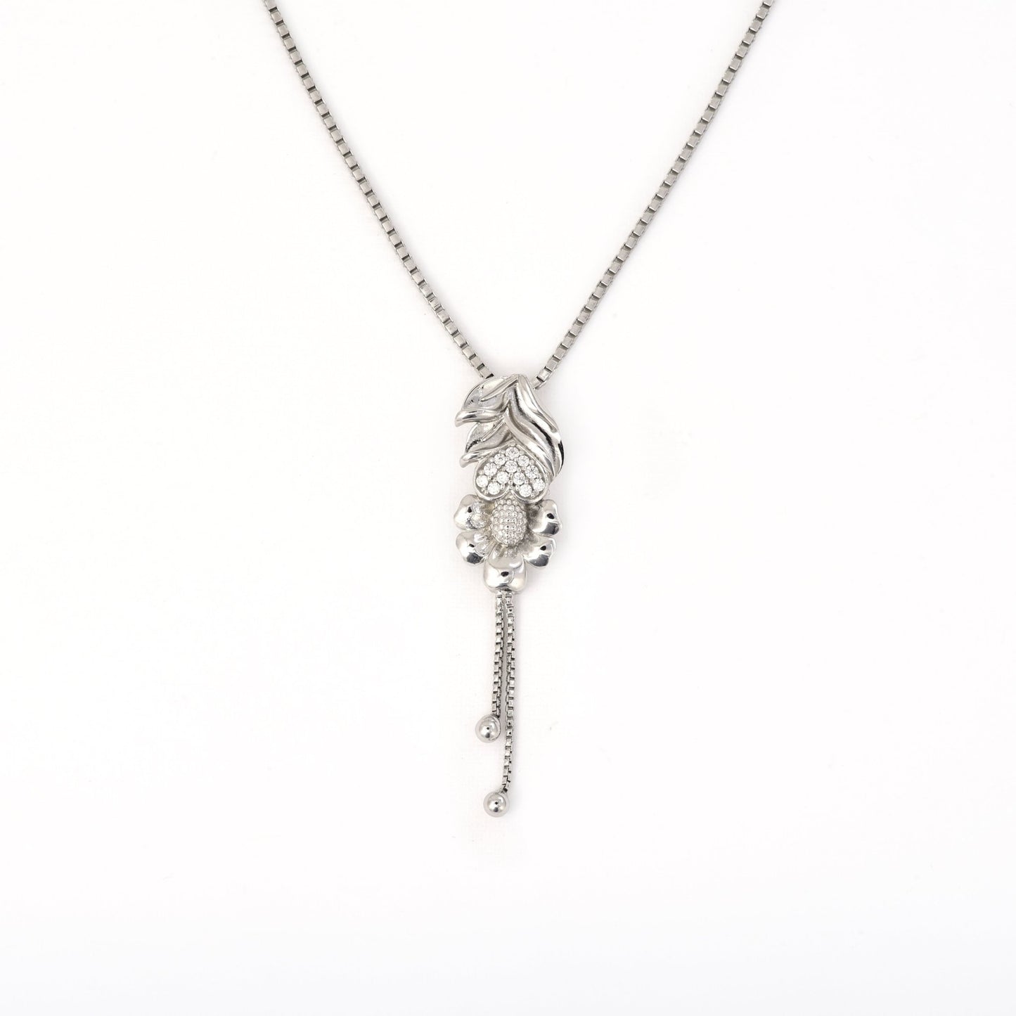 The Petal and Sparkle Necklace Set - Vinayak - House of Silver