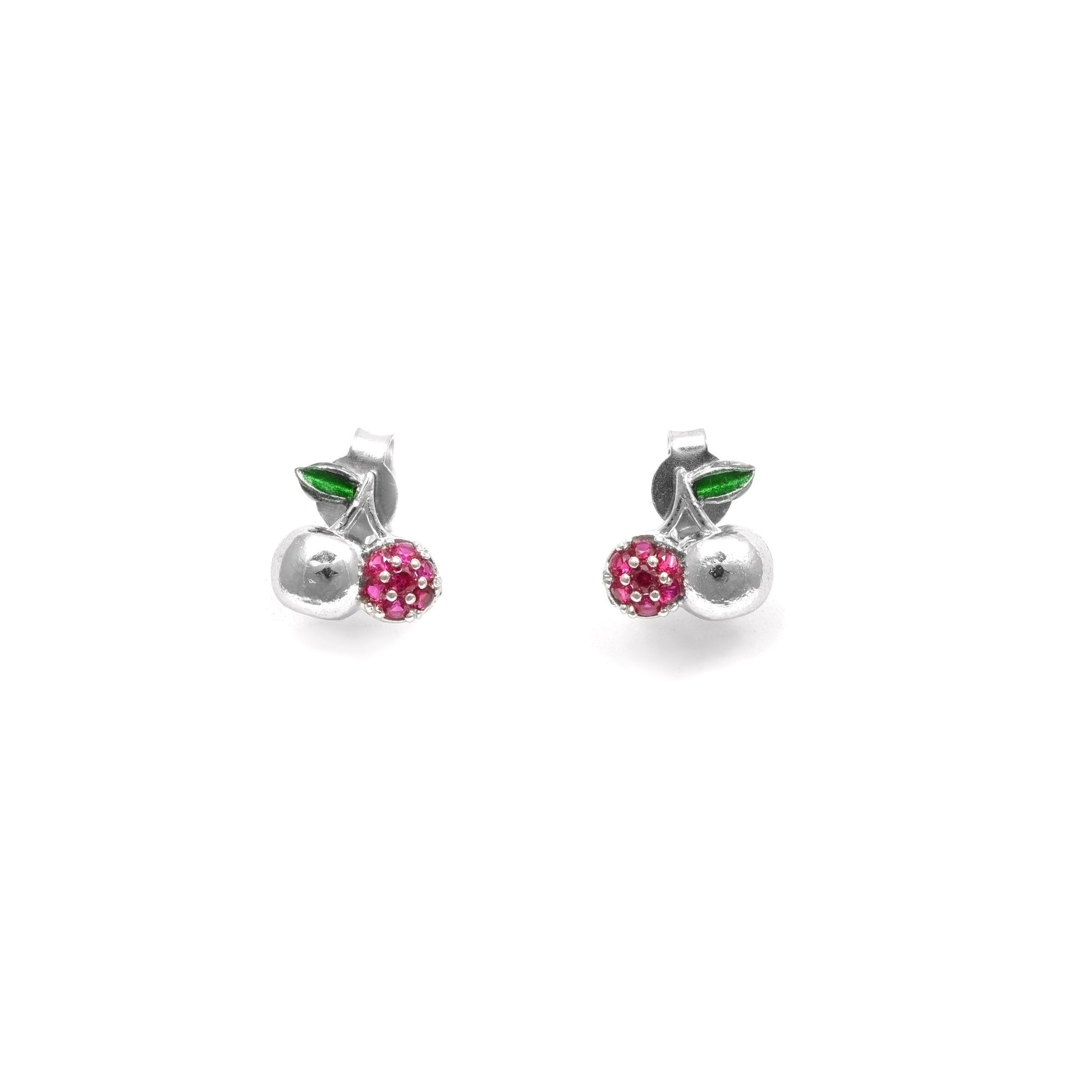The Pink Cherry Bloom Silver Stud Earrings - Vinayak - House of Silver