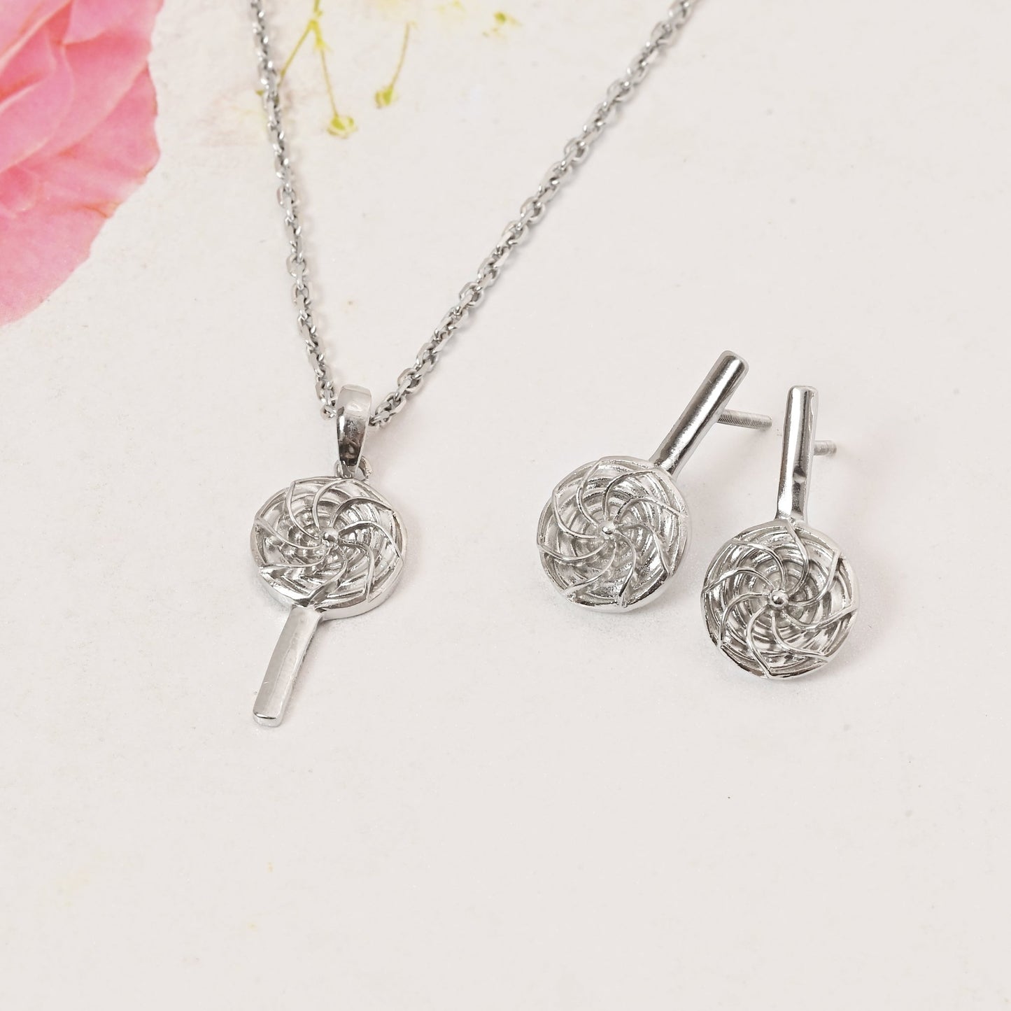The Popsicle Bliss Silver Necklace Set - Vinayak - House of Silver