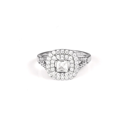 The Radiant Square Zirconia Halo Ring