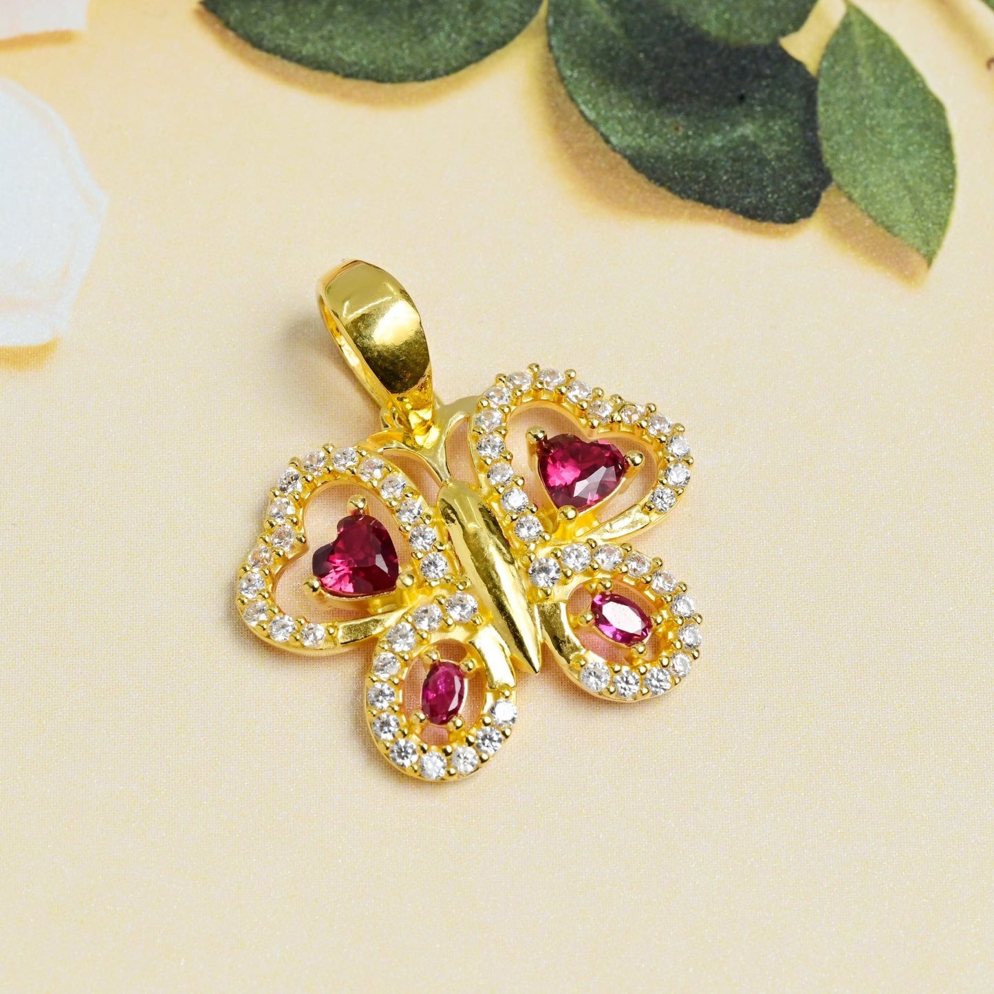 The Ruby Butterfly Pendant - Vinayak - House of Silver