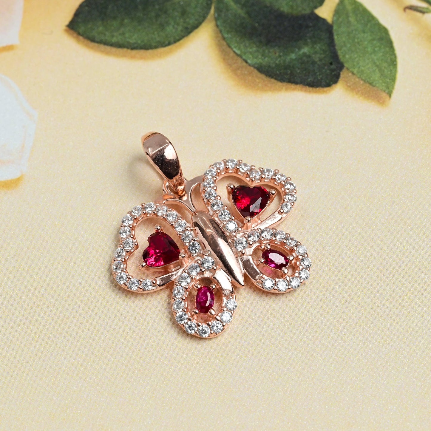 The Ruby Butterfly Pendant - Vinayak - House of Silver