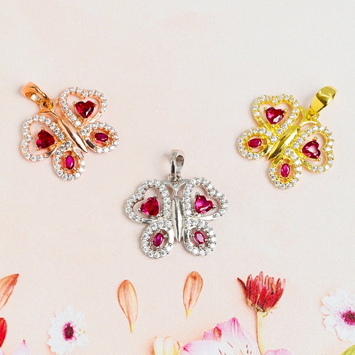 The Ruby Butterfly Pendant - Vinayak - House of Silver