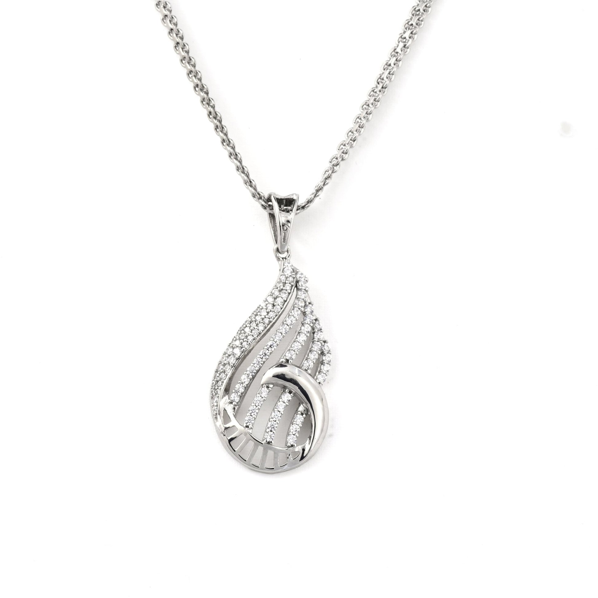 The Serene Gleam Zirconia Necklace Set - Vinayak - House of Silver