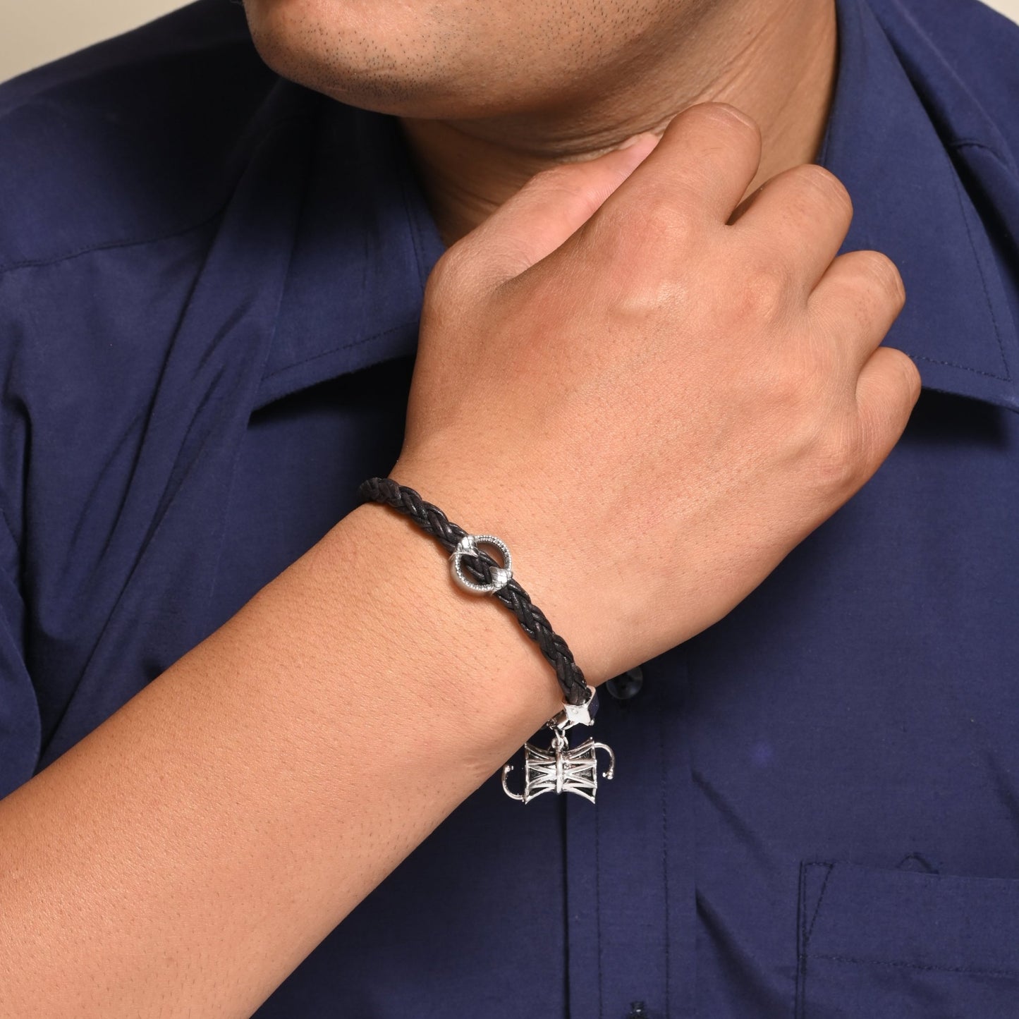 The Shiv Dhvani Silver Belt Bracelet - Vinayak - House of Silver