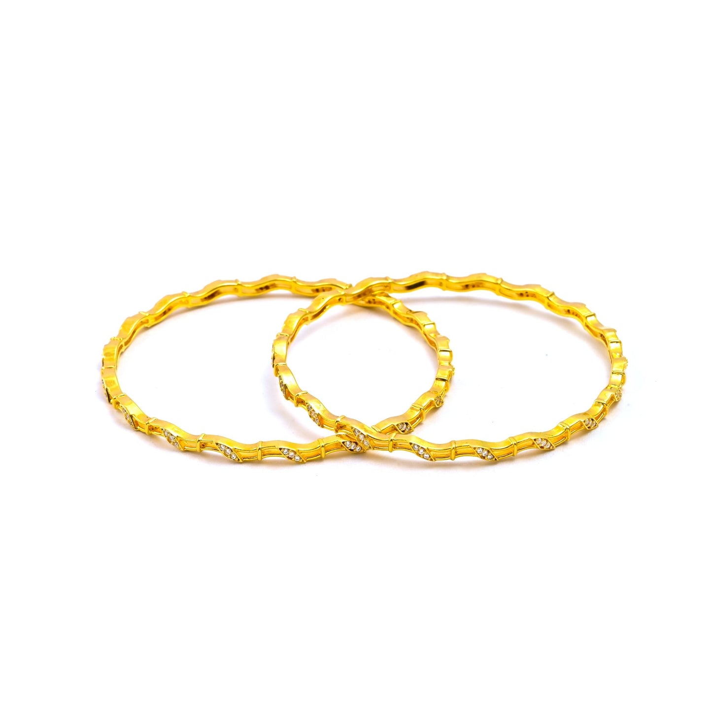 The Sleek Sparkle Silver Bangles (Set of 2) - Vinayak - House of Silver
