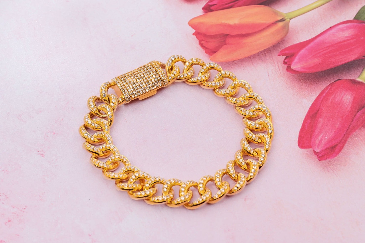 The Sparkling Zirconia Chained Bracelet - Vinayak - House of Silver