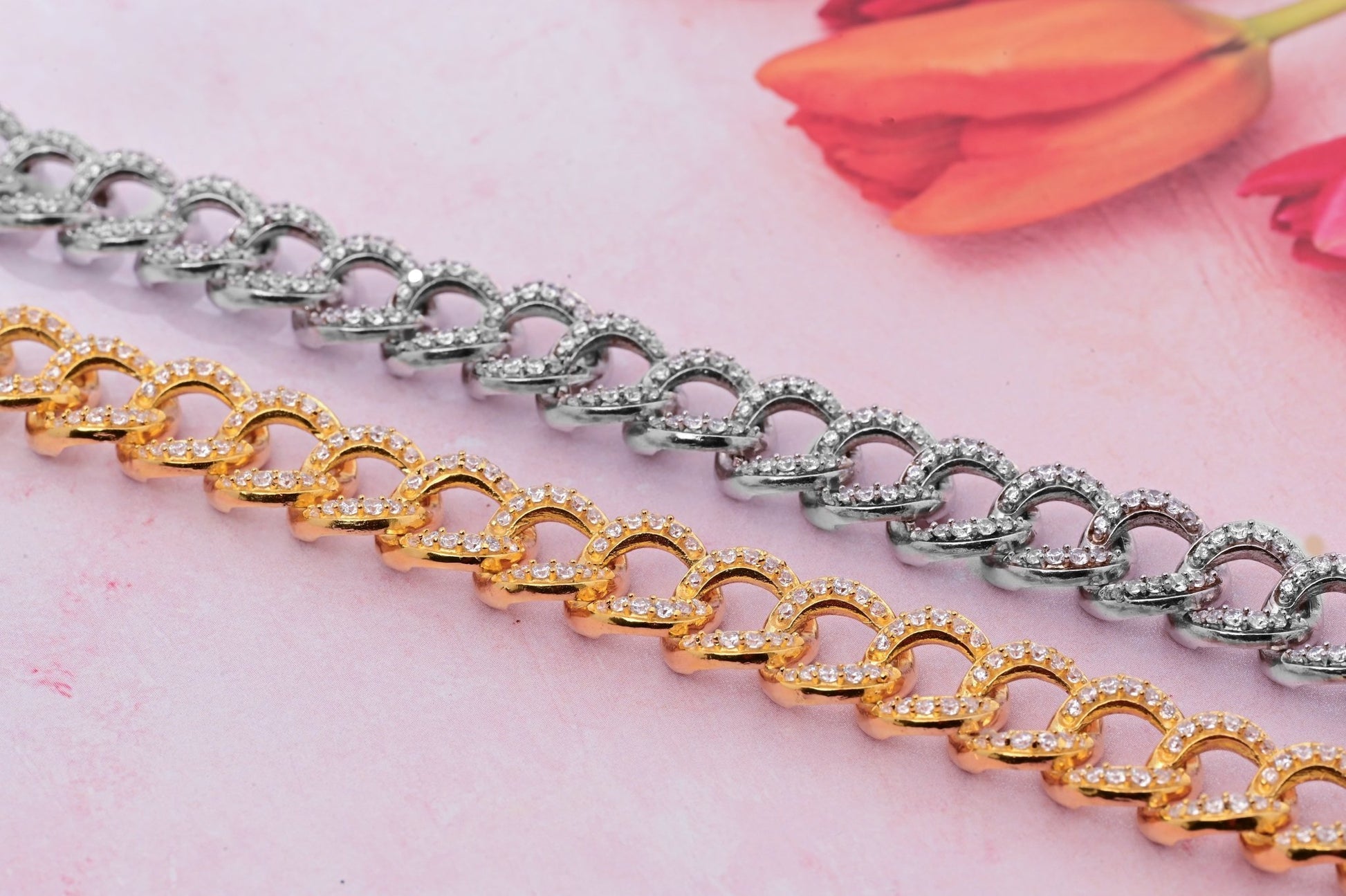 The Sparkling Zirconia Chained Bracelet - Vinayak - House of Silver