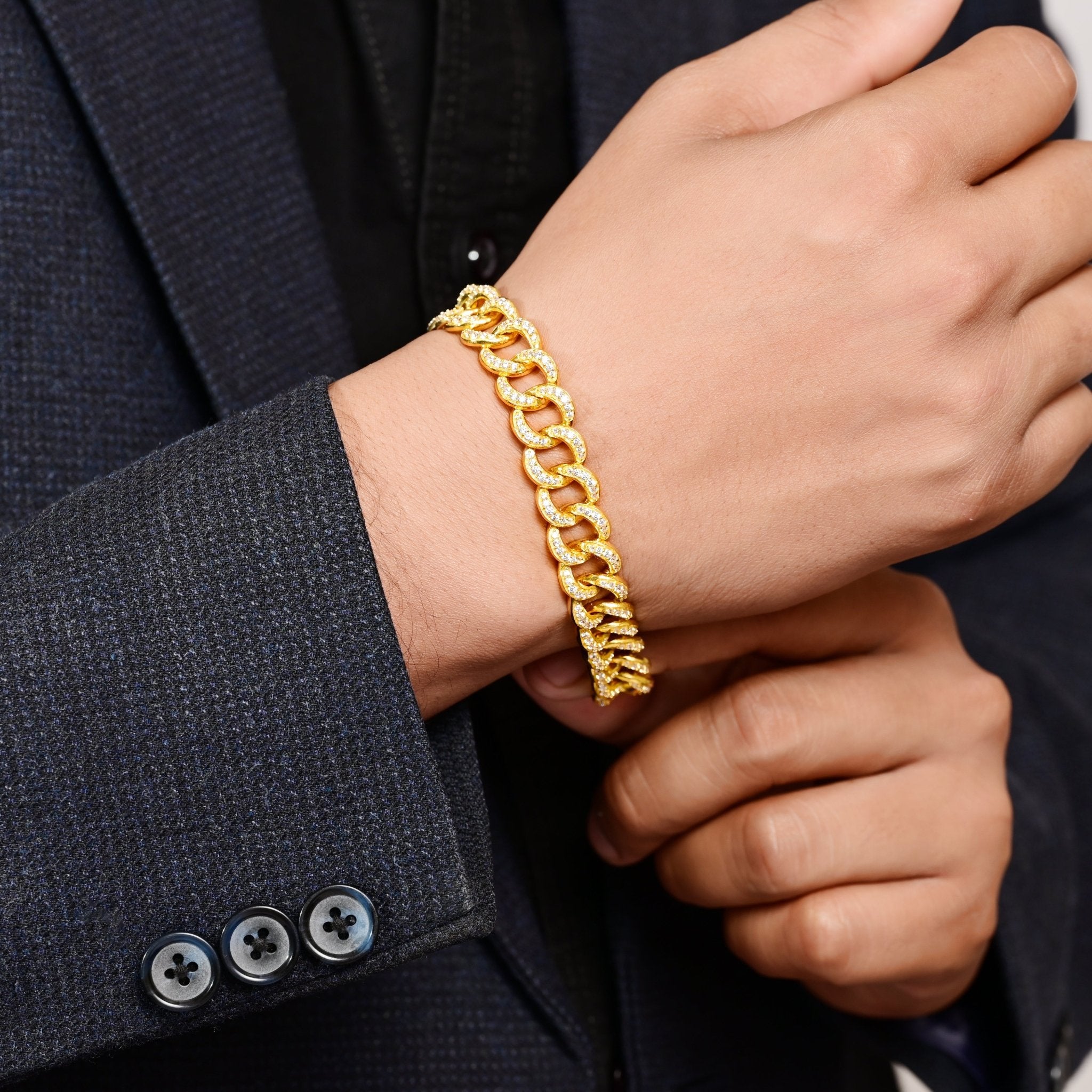 The Sparkling Zirconia Chained Bracelet - Vinayak - House of Silver