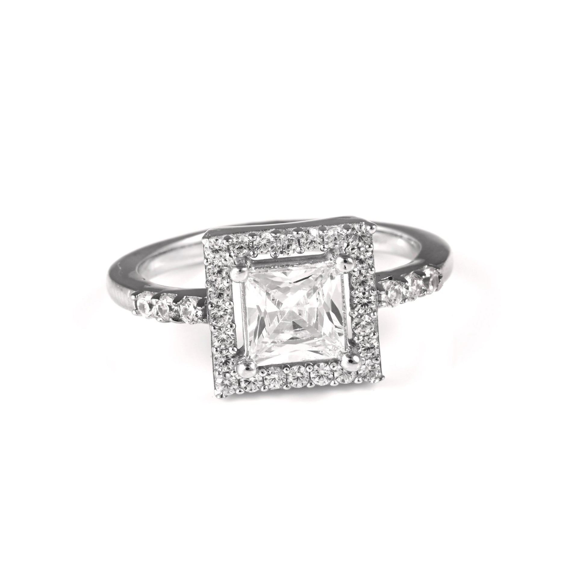 The Square Sparkle Zirconia Ring - Vinayak - House of Silver