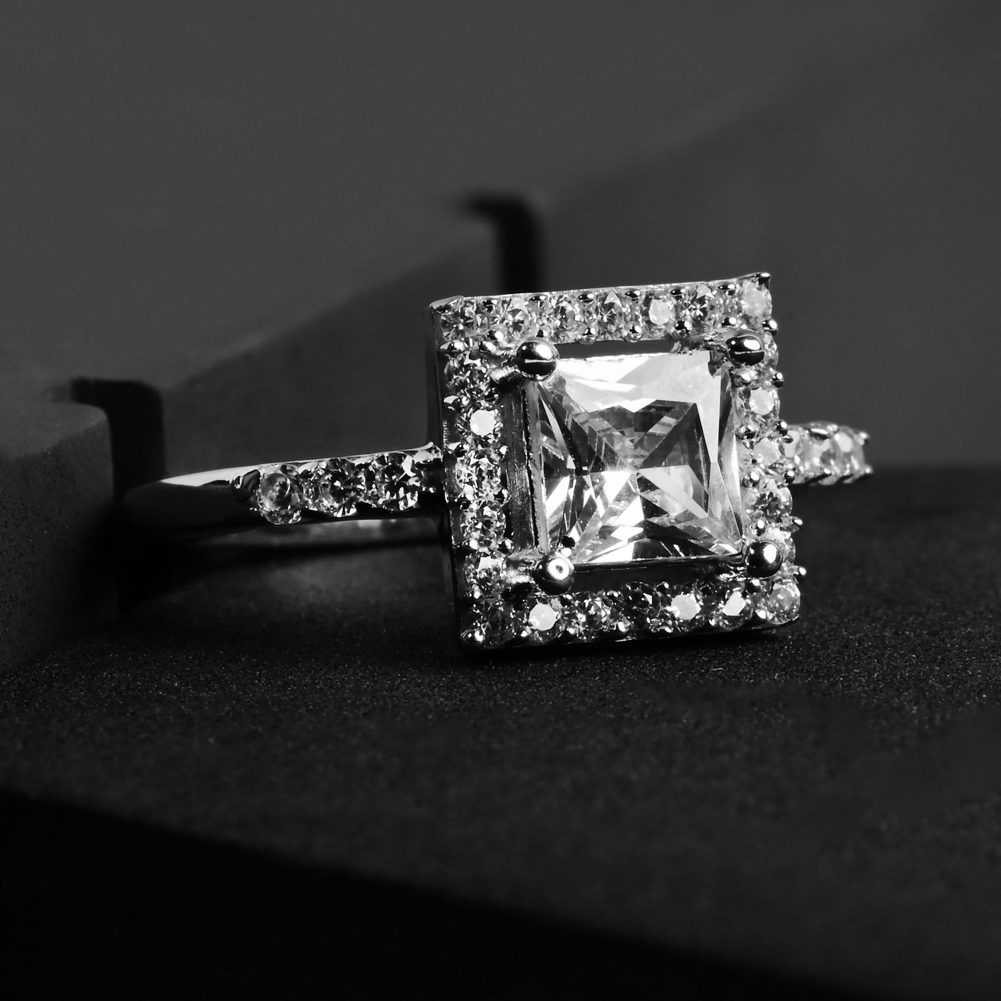 The Square Sparkle Zirconia Ring - Vinayak - House of Silver