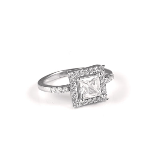 The Square Sparkle Zirconia Ring - Vinayak - House of Silver