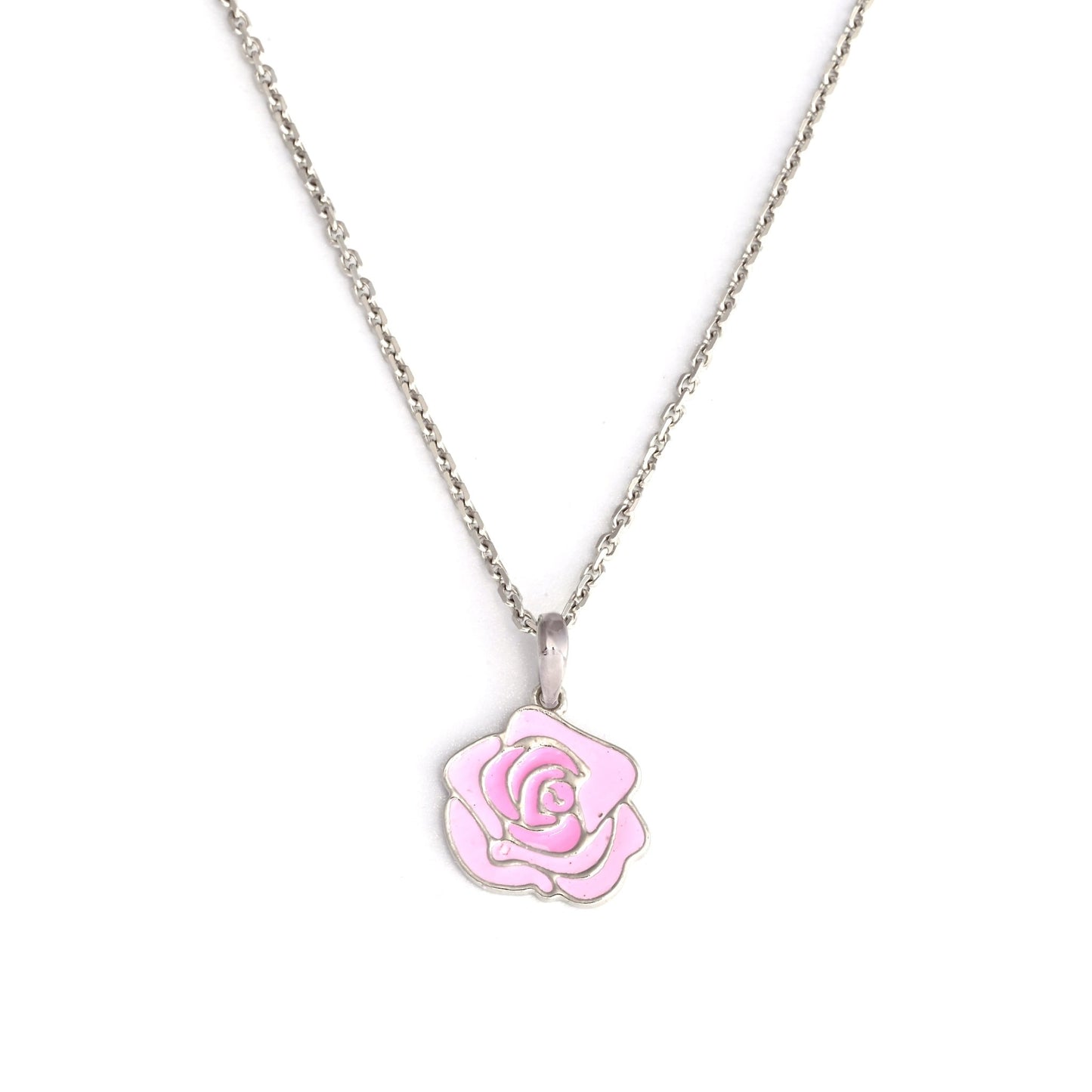 The Sweet Rosebud Silver Necklace Set - Vinayak - House of Silver