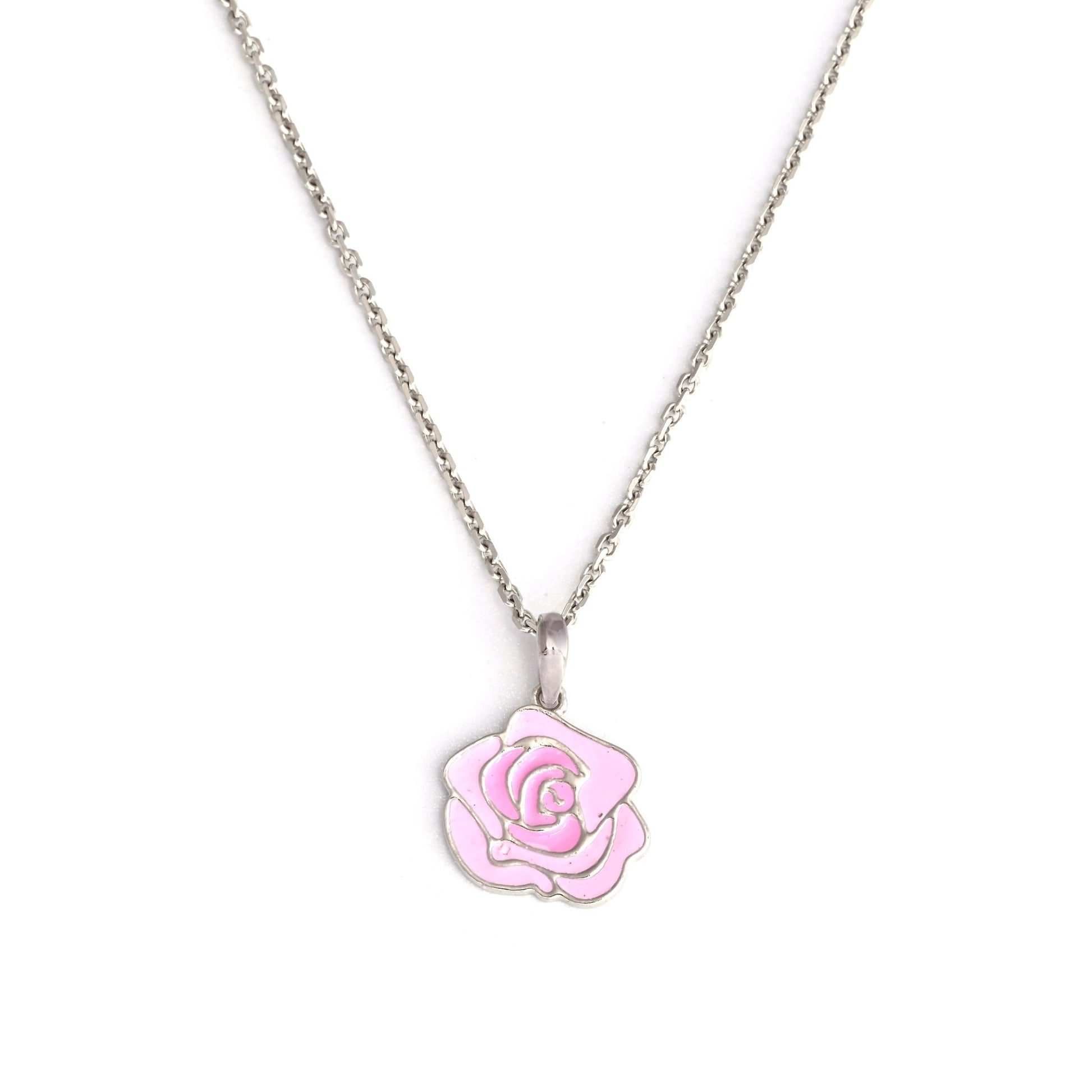The Sweet Rosebud Silver Necklace Set - Vinayak - House of Silver