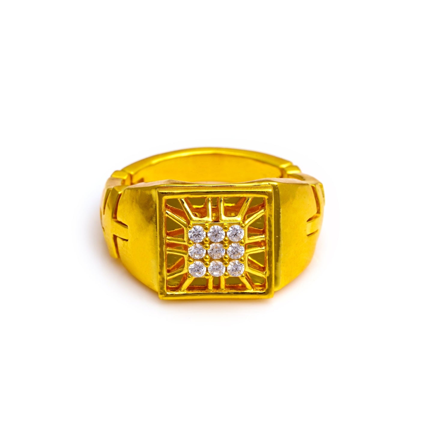 The Zirconia Accent Patterned Ring - Vinayak - House of Silver