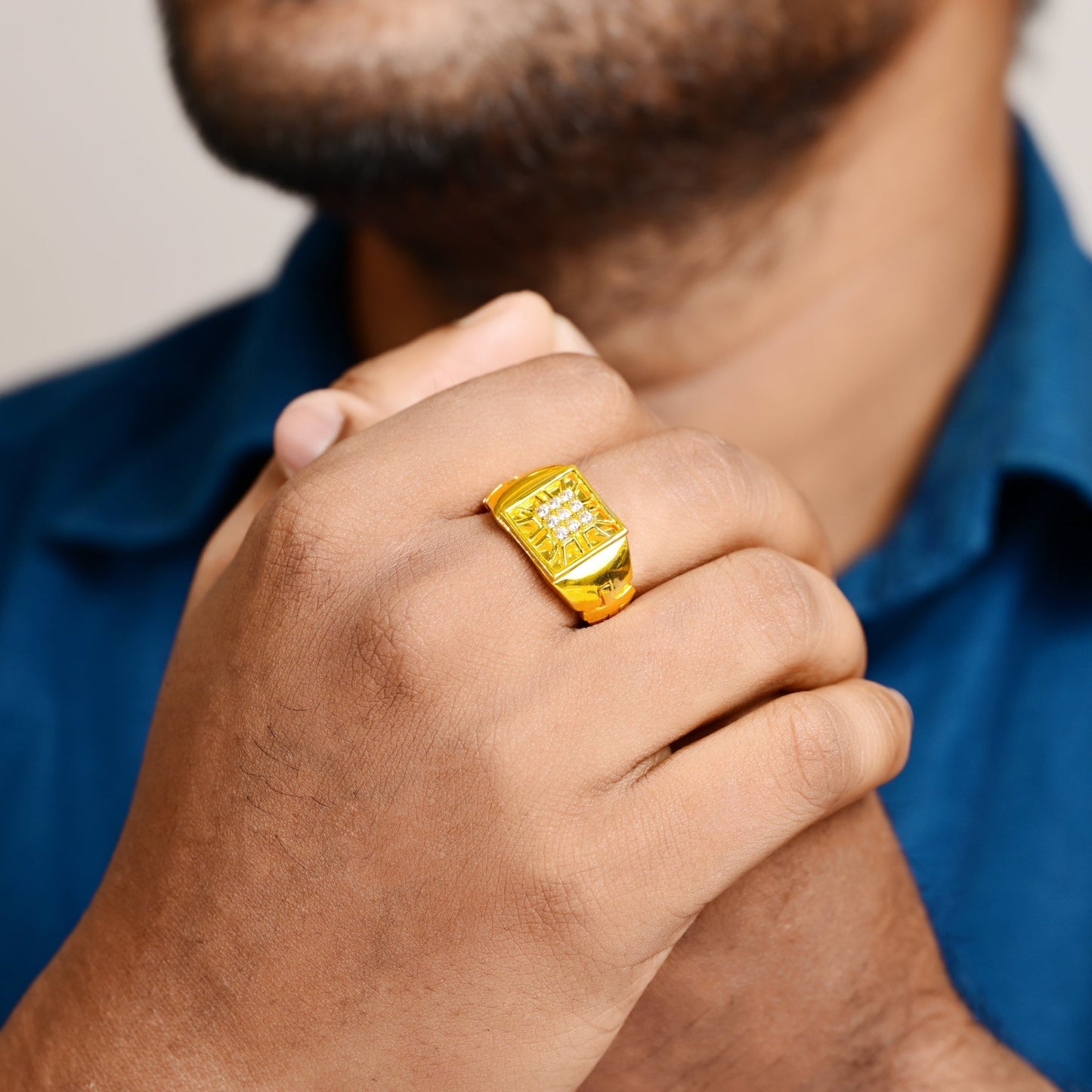 The Zirconia Accent Patterned Ring - Vinayak - House of Silver