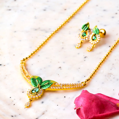 The Emerald Leaf Elegance Necklace Set