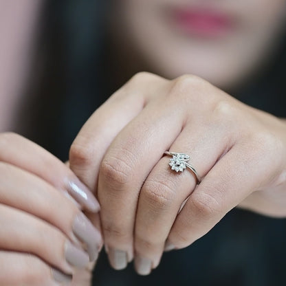 The Petite Bloom Twist Silver Ring