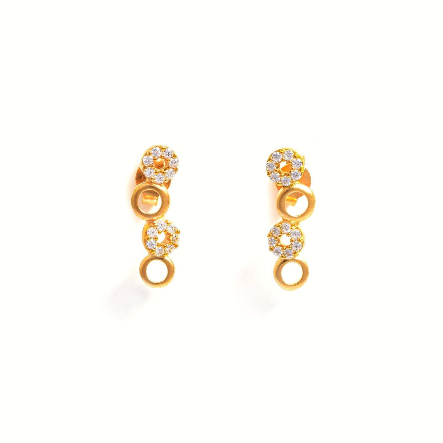 The Alternating Zirconia Circle Drop Earrings - Vinayak - House of Silver