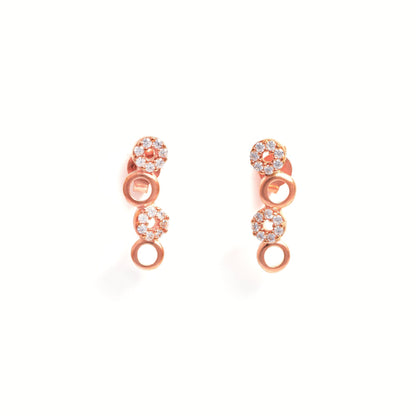 The Alternating Zirconia Circle Drop Earrings - Vinayak - House of Silver