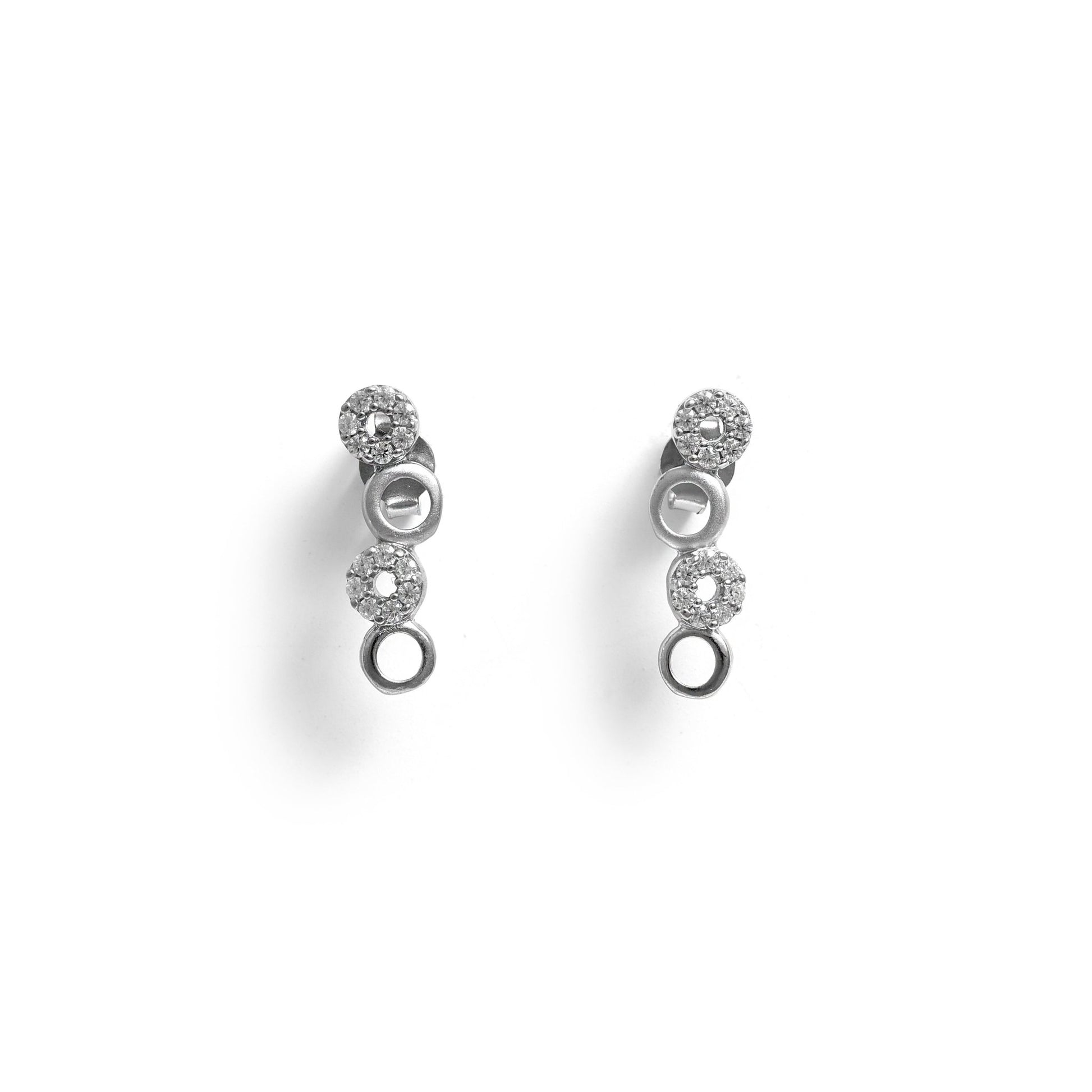 The Alternating Zirconia Circle Drop Earrings - Vinayak - House of Silver