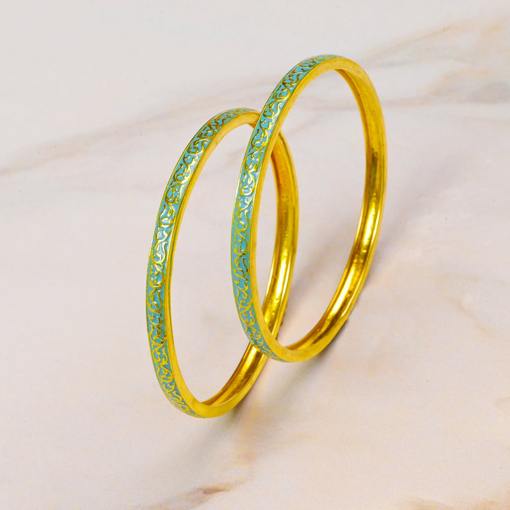 The Azure Elegance Silver Bangles (Set of 2)