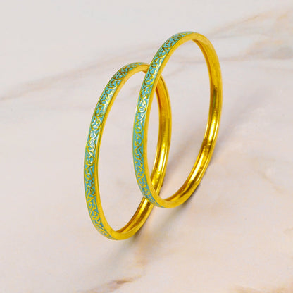 The Azure Elegance Silver Bangles (Set of 2) - Vinayak - House of Silver