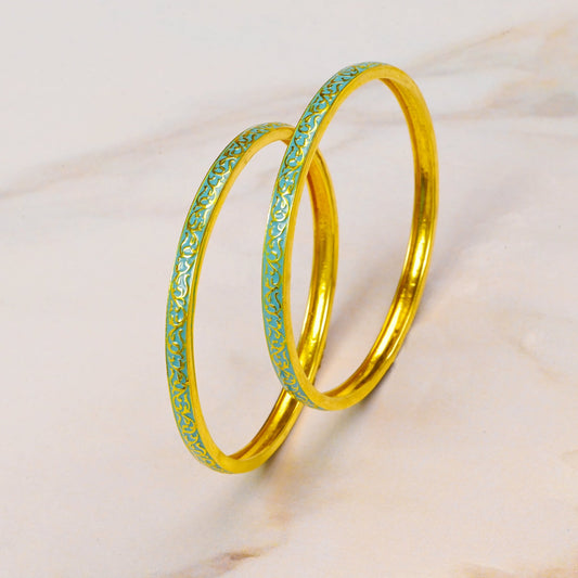 The Azure Elegance Silver Bangles (Set of 2) - Vinayak - House of Silver