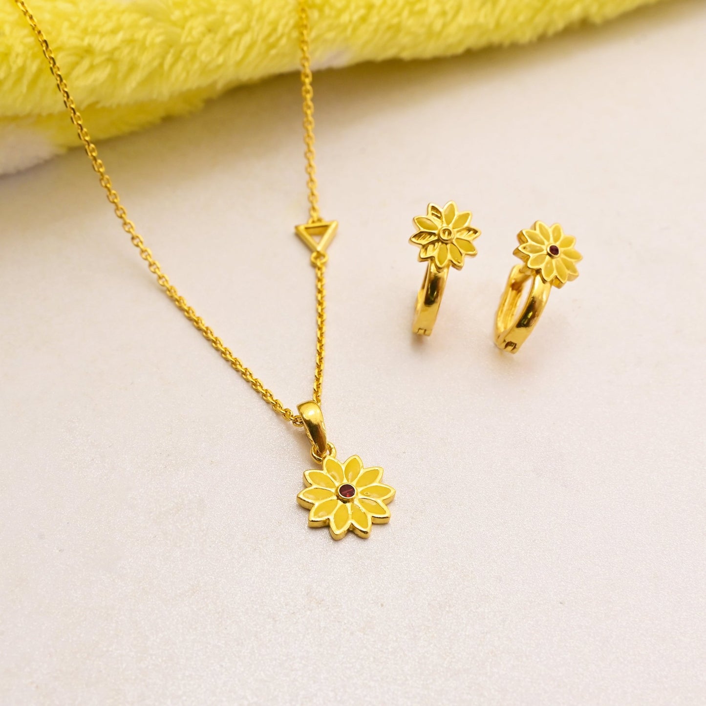 The Blooming Sun Silver Necklace Set - Vinayak - House of Silver