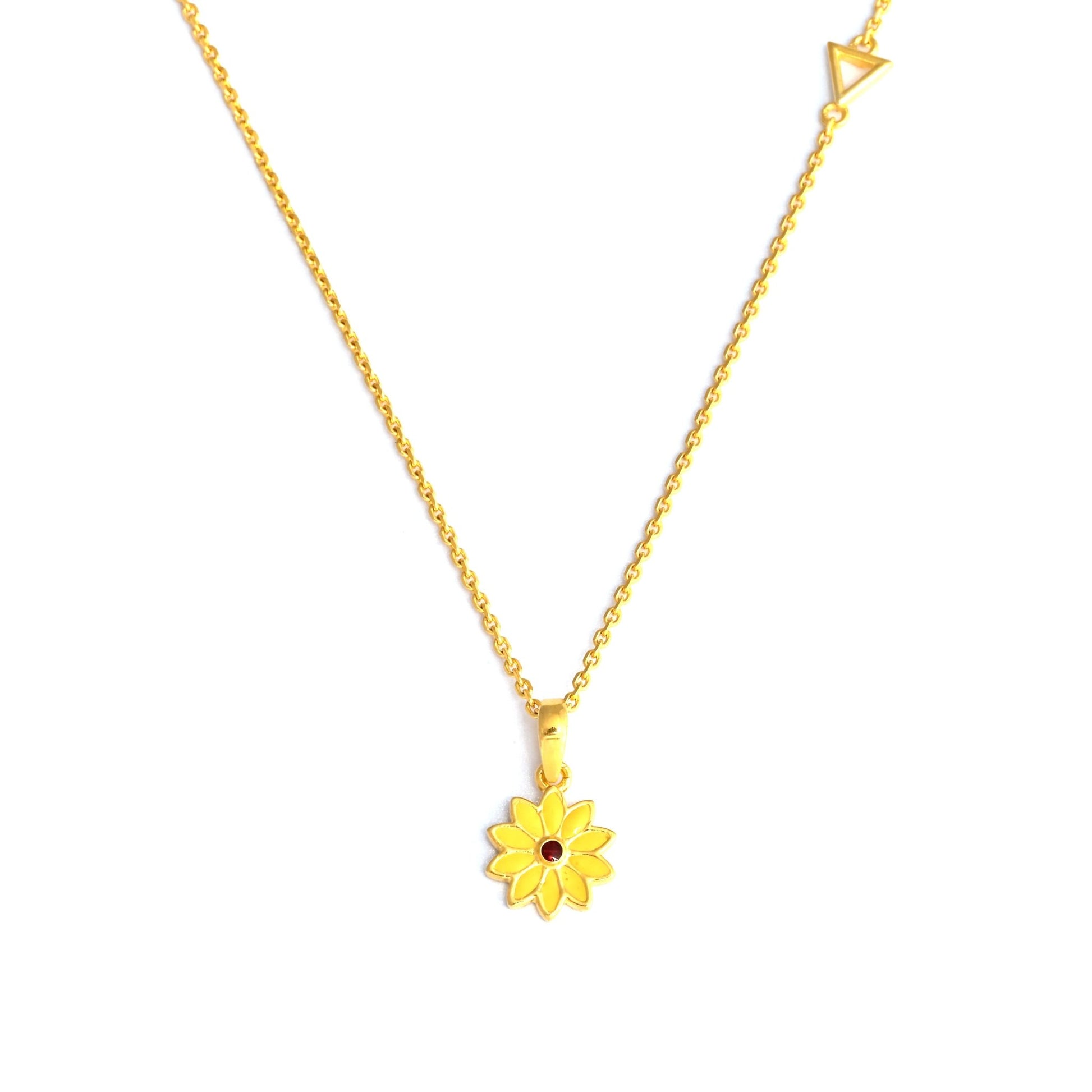 The Blooming Sun Silver Necklace Set - Vinayak - House of Silver