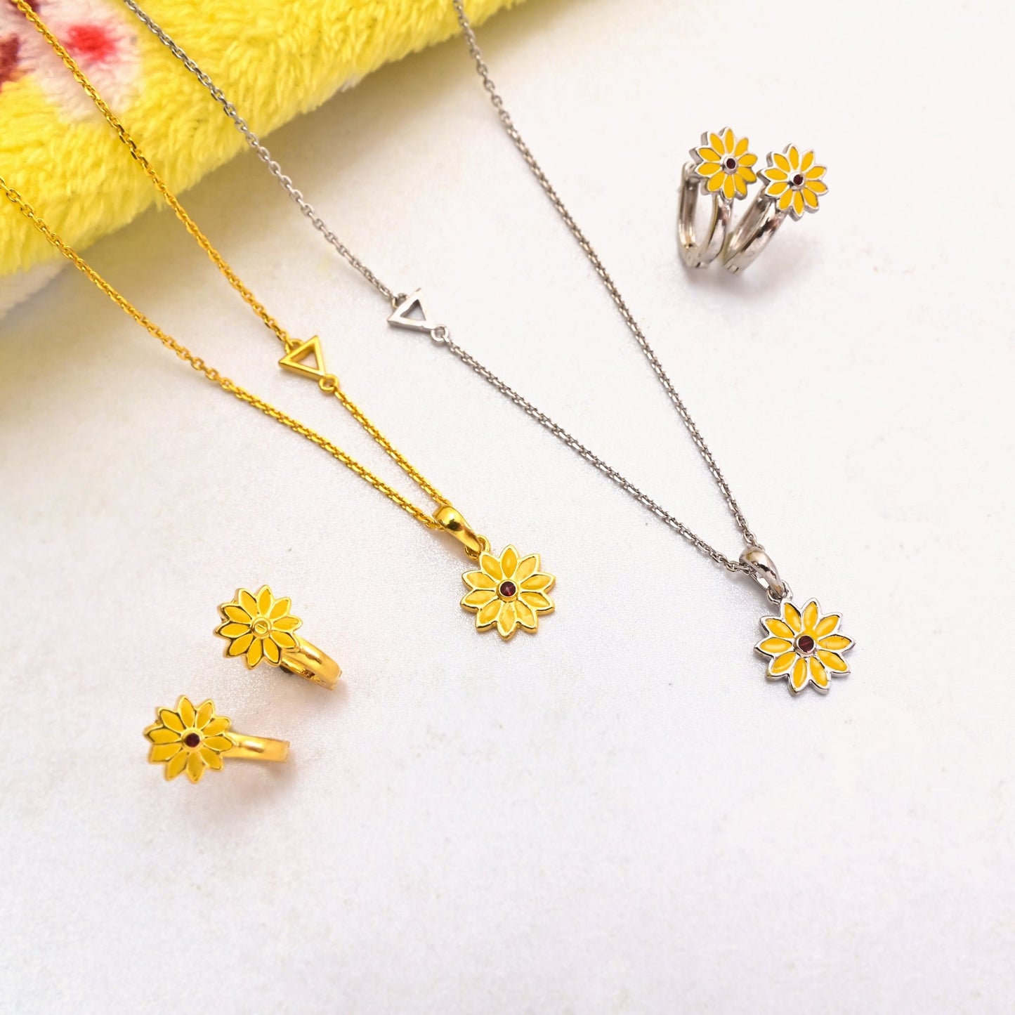 The Blooming Sun Silver Necklace Set - Vinayak - House of Silver